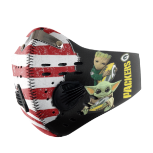 Baby Yoda And Groot Hug Green Bay Packers American Flag Activated Carbon Filter Sport Mask
