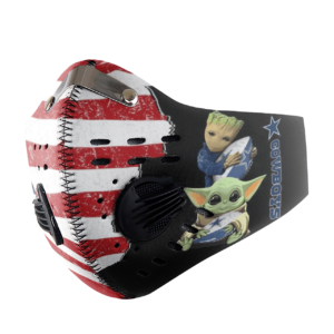 Baby Yoda And Groot Hug Dallas Cowboys American Flag Activated Carbon Filter Sport Mask