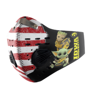 Baby Yoda And Groot Hug Iowa Hawkeyes American Flag Activated Carbon Filter Sport Mask