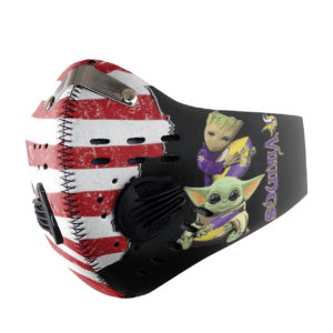 Baby Yoda And Groot Hug Minnesota Vikings American Flag Activated Carbon Filter Sport Mask