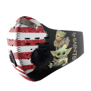 Baby Yoda And Groot Hug New Orleans Saints American Flag Activated Carbon Filter Sport Mask