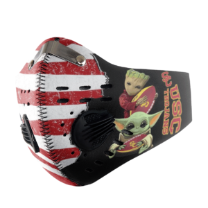 Baby Yoda And Groot Hug USC Trojans American Flag Activated Carbon Filter Sport Mask