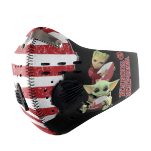 Baby Yoda And Groot Hug Oklahoma Sooners American Flag Activated Carbon Filter Sport Mask