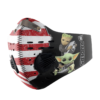 Baby Yoda And Groot Hug Notre Dame Fighting Irish American Flag Activated Carbon Filter Sport Mask