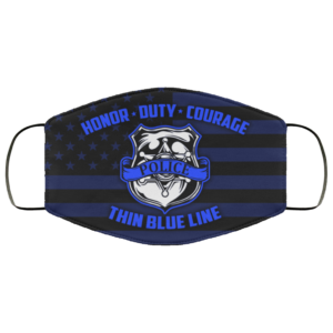 Honor Duty Courage Police Back The Blue Face Mask