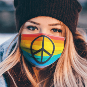 Retro Rainbow Flag Summer Spring Decorative Pride Peace Love Sign Flag Face Mask 1