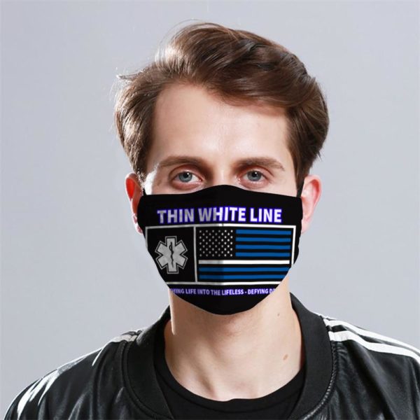 Thin White Line Cloth Face Mask Reusable