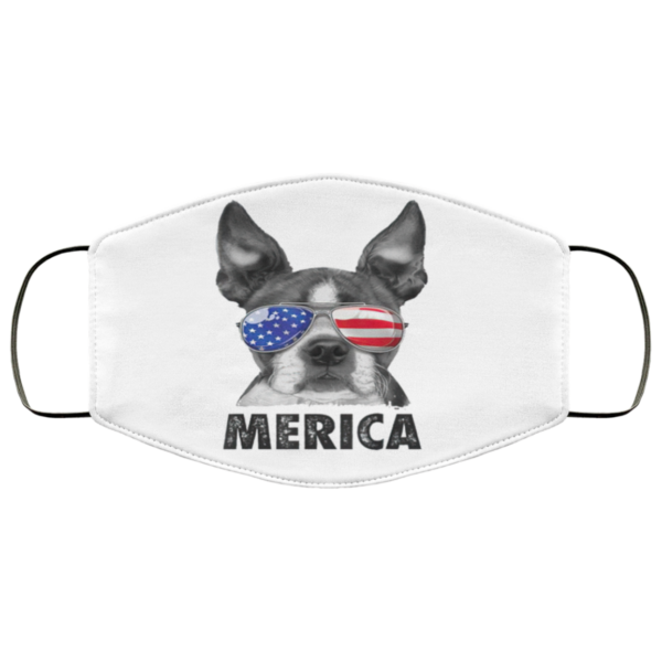 Boston Terrier 4th Of July Merica Men Women Usa Flag Face Mask