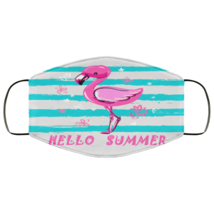 Pink Flamingo Hello Summer Flag Face Mask