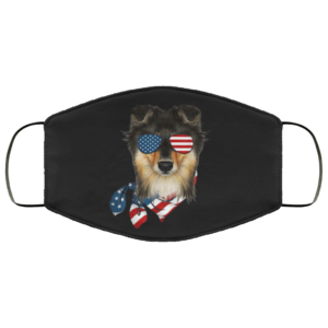 American Flag Sheltie Patriotic 4th Of July Face Mask