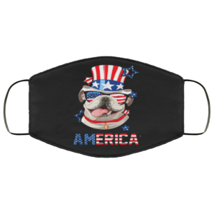 America English Bulldog Dog 4th of July Face Mask