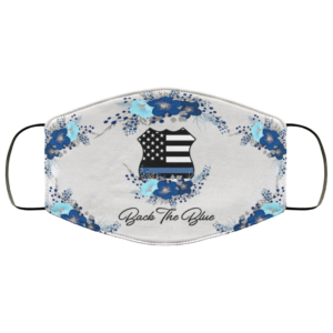Back the Blue Floral Police Wife Face Mask