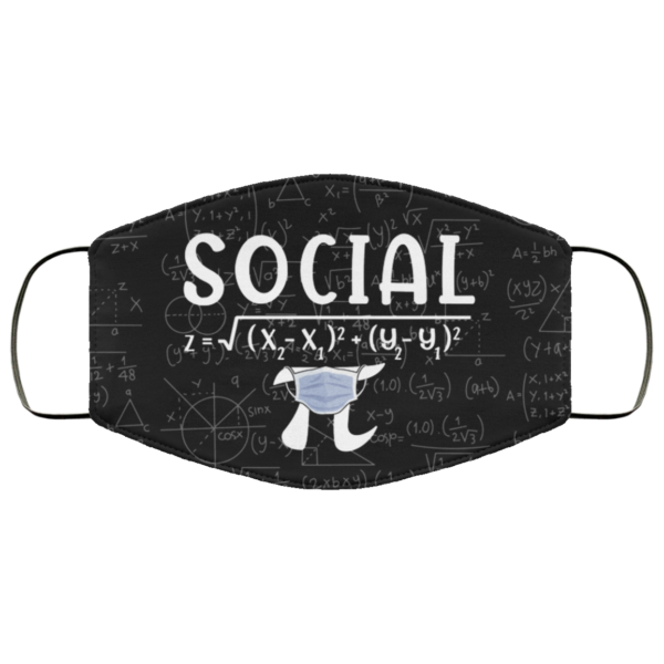 Math Social Distance Equal Pi Forever Funny Face Mask Reusable