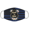 Back The Blue Floral American Flag Face Mask
