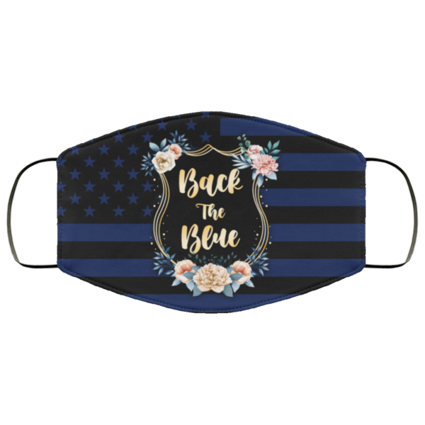 Back The Blue Floral American Flag Face Mask