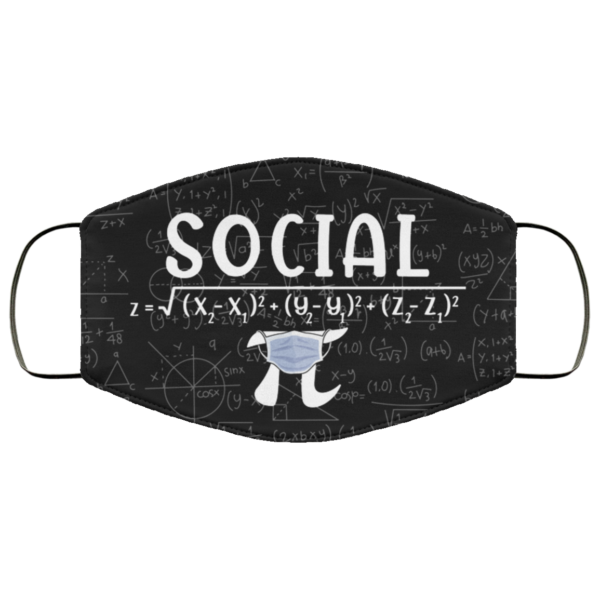 Math Social Distance Equal Pi Forever Face Mask Reusable