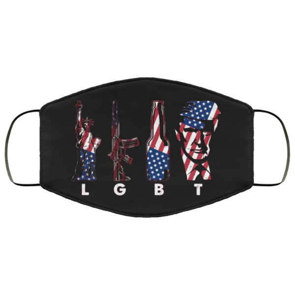 Liberty Gun Beer Trump American Flag Face Mask  LGBT Face Mask
