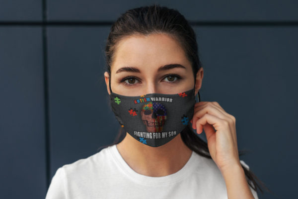 Autism Warrior Fighting For My Son Washable Reusable Custom  Autism Awareness Face Mask Cover
