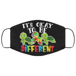 It Is Ok To Be Different Puzzle Piecce Turtle Face Mask