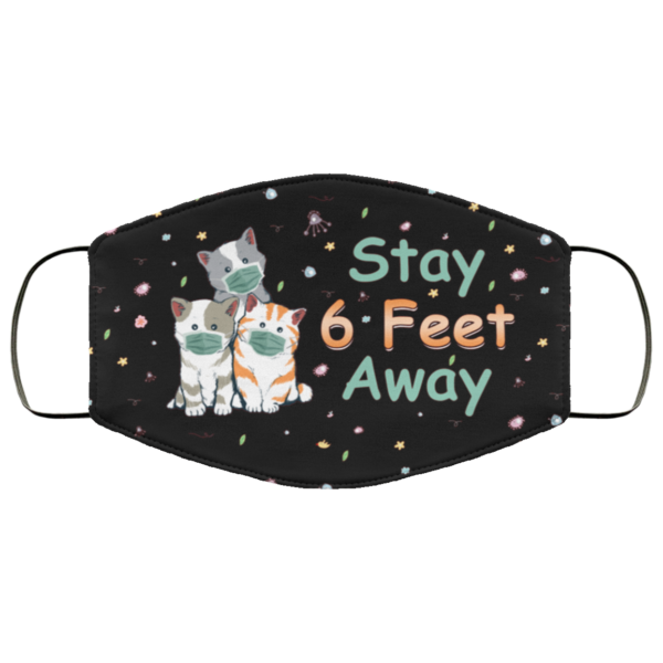 Stay 6 Feet Away Cute Cat Face Mask