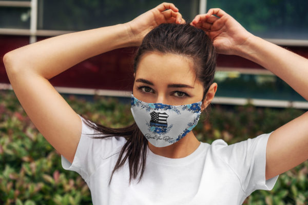 Back the Blue Floral Police Wife Face Mask