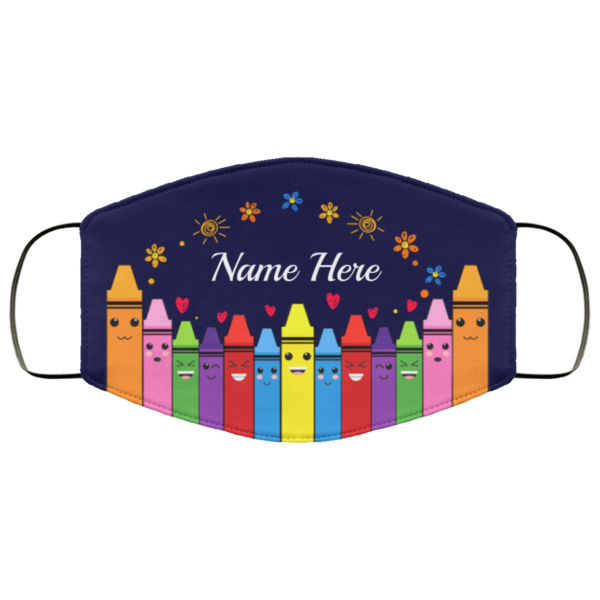 Personalized Teacher Colorful Crayons Face Mask