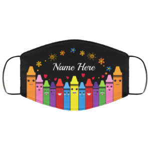 Personalized Teacher Colorful Crayons Face Mask