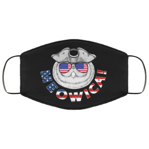 Meowica Funny Cat Wearing American Flag Glasses Face Mask