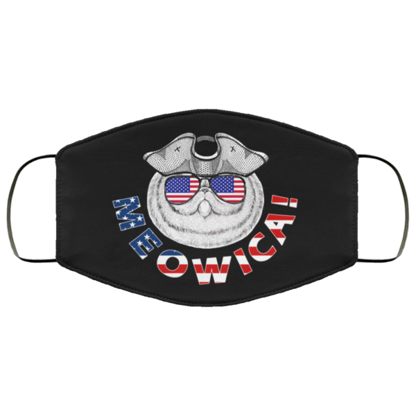 Meowica Funny Cat Wearing American Flag Glasses Face Mask