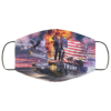 Trump With Gun Standing On A Tank American Flag Face Mask