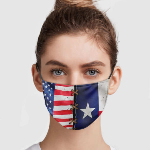 America Flag And Texas Flag Reusable Face Mask