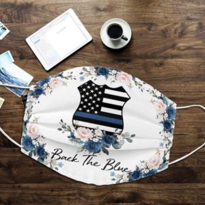 Back The Blue The Thin Blue Line Flowers Cloth Face Mask Reusable