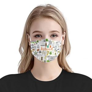 I Love Ireland Doodle Cloth Face Mask Reusable