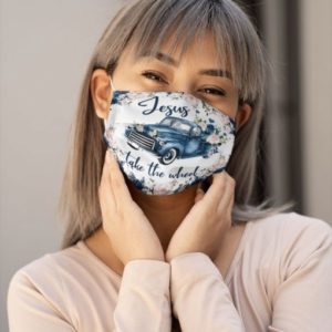 Jesus Take The Wheel blue Cloth Face Mask Reusable