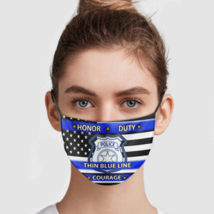 Police Honor Duty Thin Blue Line Courage Reusable Face Mask