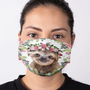 Sloth Flowers Cloth Face Mask Reusable