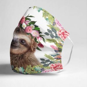 Sloth Flowers Cloth Face Mask Reusable