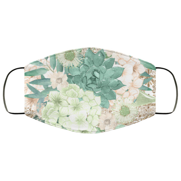 Luxury Green Flowers Face Mask Washable Reusable