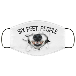 White dog snarling six feet people Face Mask