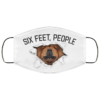 Mixed breed dog portrait six feet people Face Mask