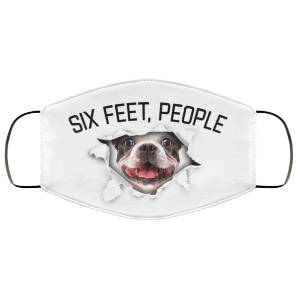 Boston Terrier Dog Breed six feet people Face Mask