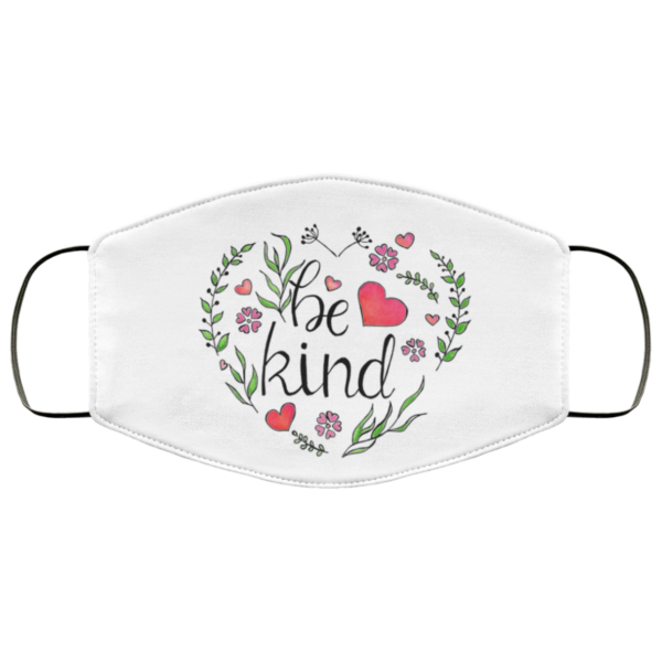 Be kind cute floral sticker with hearts girly watercolor plants Face Mask