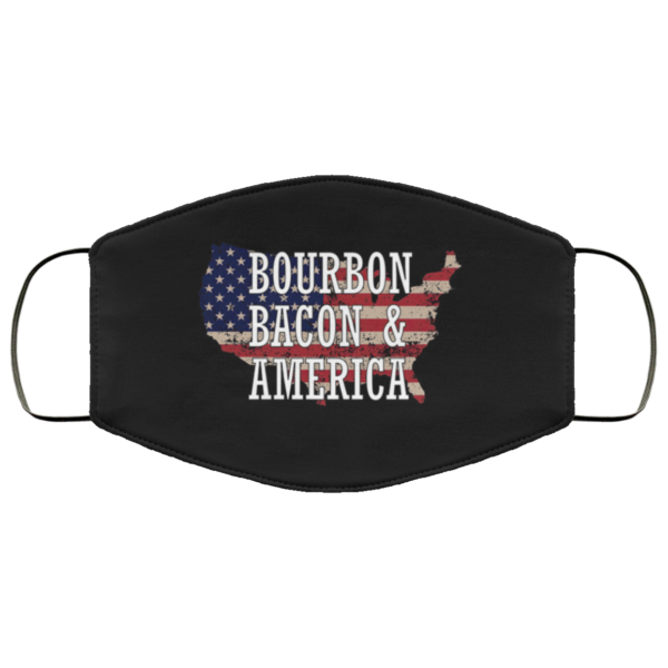 Bourbon Bacon And America Funny Whiskey Lovers Gift Face Mask