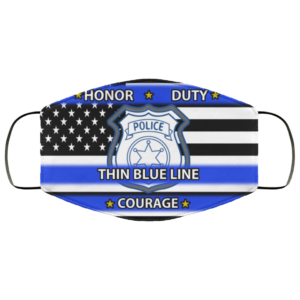 Police Honor Duty Thin Blue Line Courage Reusable Face Mask