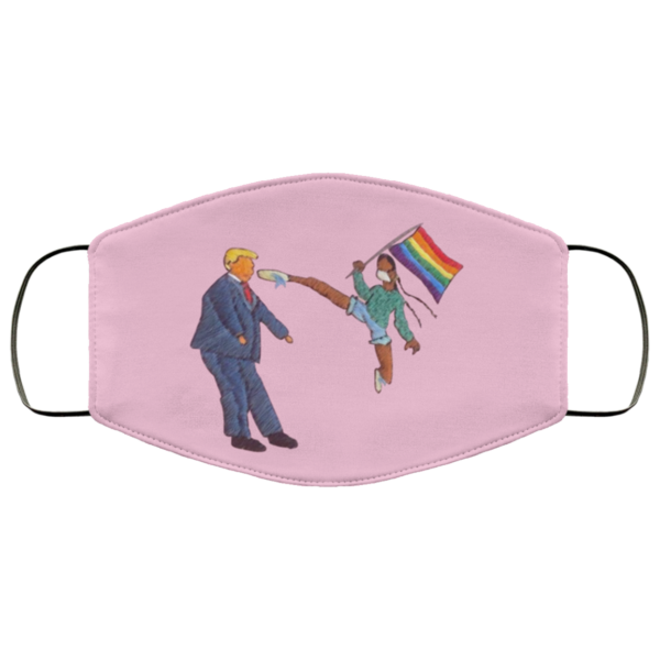 Pride Girl Kick Trump Reusable Face Mask