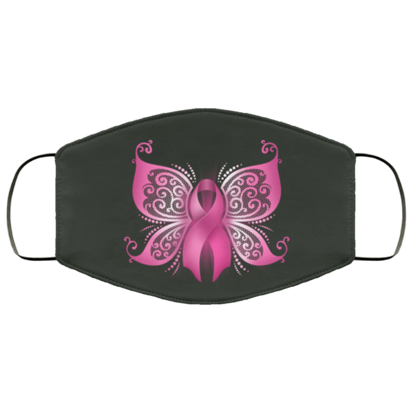 Breast Cancer Awareness Pink Ribbon Butterfly Face Mask