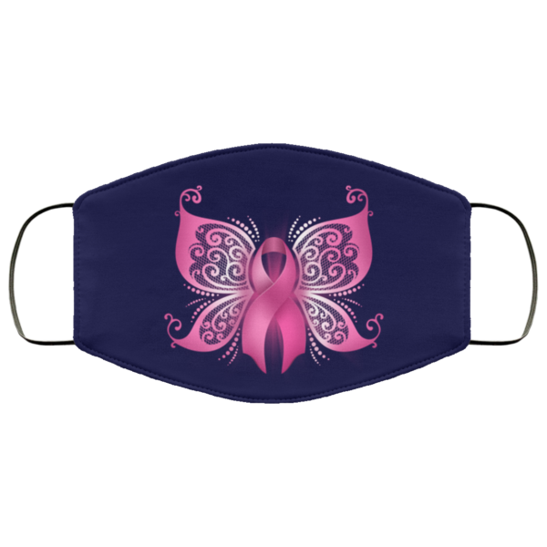 Breast Cancer Awareness Pink Ribbon Butterfly Face Mask