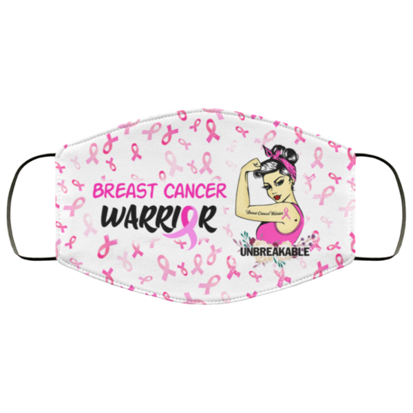Breast Cancer Warrior Unbreakable Face Mask  Breast Cancer Awareness Face Mask