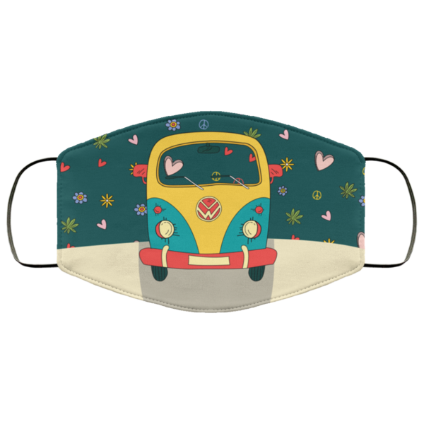 Hippie Camping Bus Van Face Mask