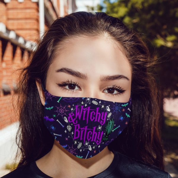 Witchy and Bitchy Halloween Sarcastic Novelty Gifts Face Mask